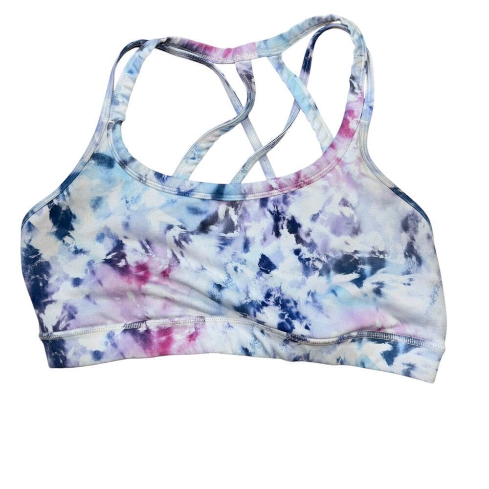 Gaiam Tie Dye Cross Back Sports Bra Women's M Yoga Walking Workout Athletic